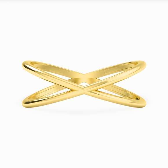 Fashion Jewelry Jewelry - Gold Ring Contemporary Jewelry Dainty Double Band Cross Size 7 Gifts For Her